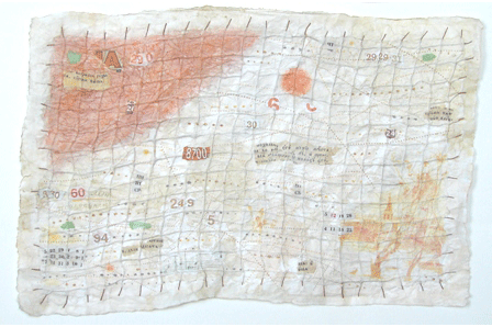 Пейзаж. 2007 Бумага, сетка, коллаж, пастель 28 x 43