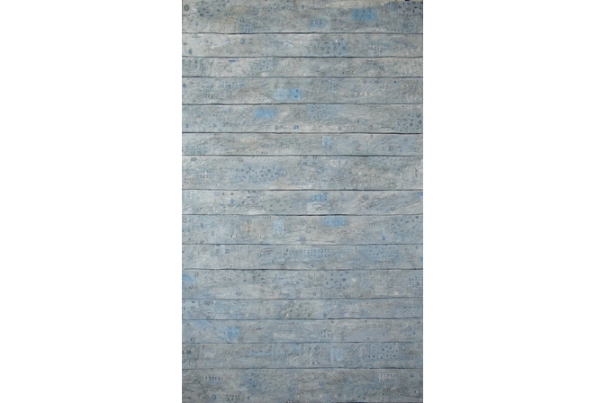 Следы. 2007 Картон, бум., коллаж, темпера 180 х 108