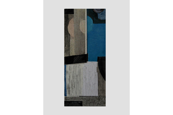 Композиция. 2004 Оргалит, структурн. краска. 62.5х29.5