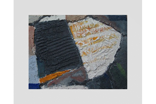 Два поля. 2006 Оргалит, структурн. краска. 24.5х32