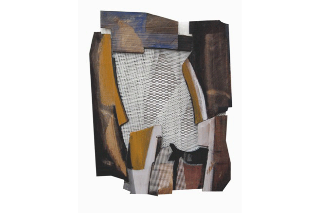 Композиция. 2004 Дерево, метал, пластик. сетка, структурн. краска. 64х50